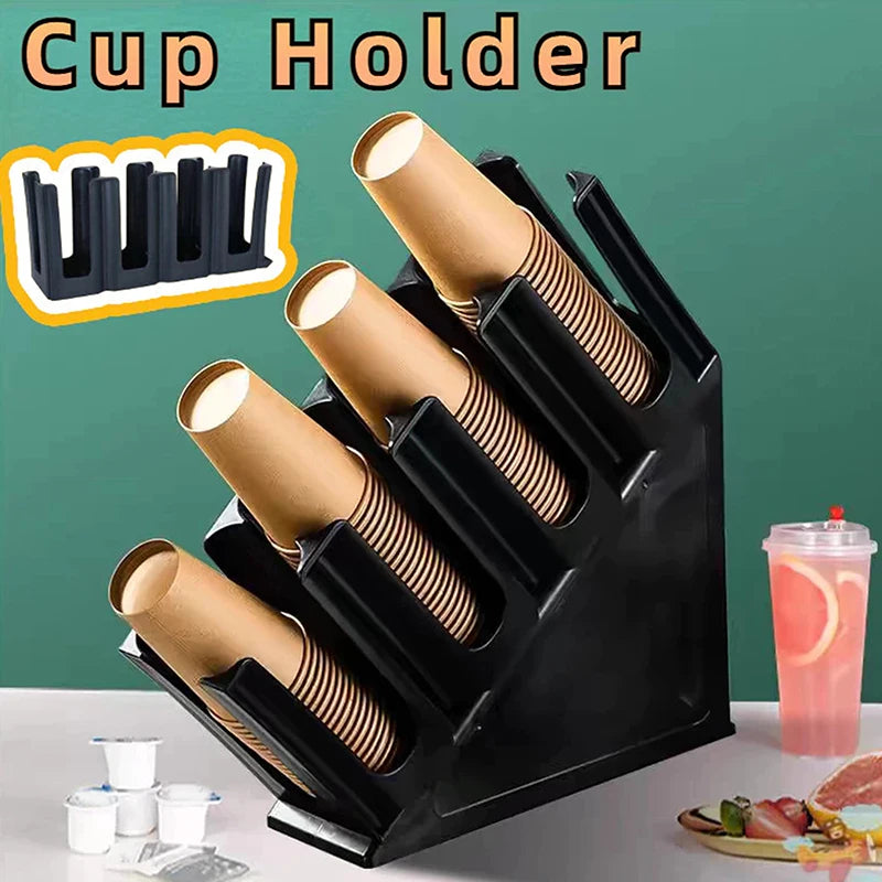 4 Layers Paper Cup Holder Disposable Cup Bracket Coffee Milk Tea Bar Drinking Holder Plastic Storage Rack Cup Divider