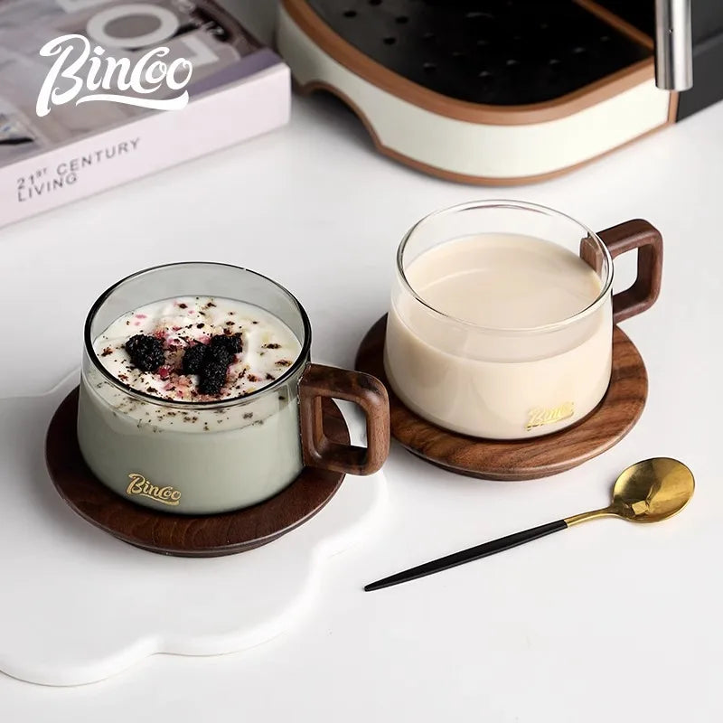 Bincoo Japanese Coffee Cup And Saucer Set Premium Afternoon Tea Gift Box With Spoon High Appearance Level Coffee Glass Cup