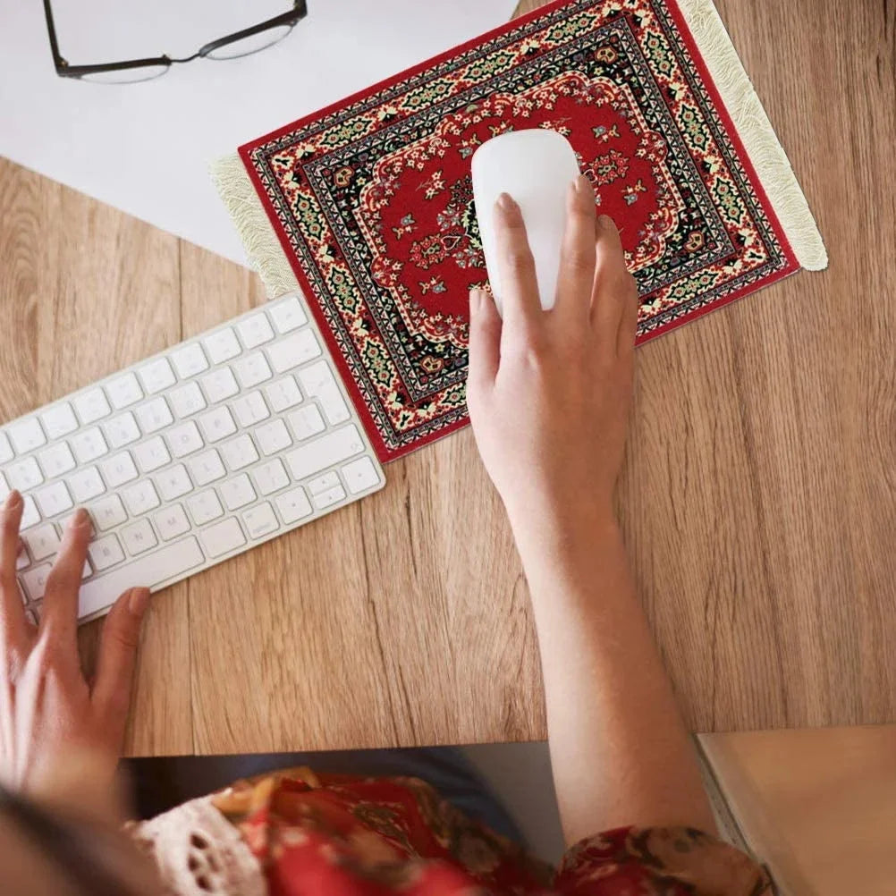 Persian carpet Woven flower small coaster wholesale merchants cheap mouse pad desk mat retro style rubber non-slip computer mats