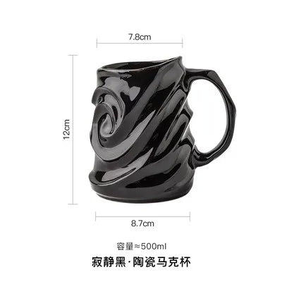 500ml Leaf Pattern Ceramic Coffee Mug Large Capacity Frosted Water Cup Office Coffee Tea Cup Kitchen Utensils