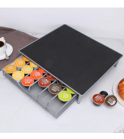 Multi-fun Cooler Capsule Storage Box, Creative Drawer Style, Metal Coffee Storage Shelf