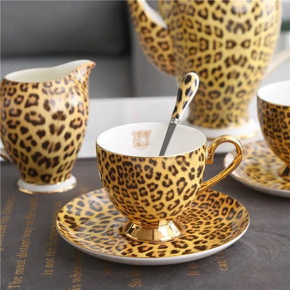 Bone China British Mug Tea Cup Leopard Print Porcelain Coffee Ceramic Cup Tableware