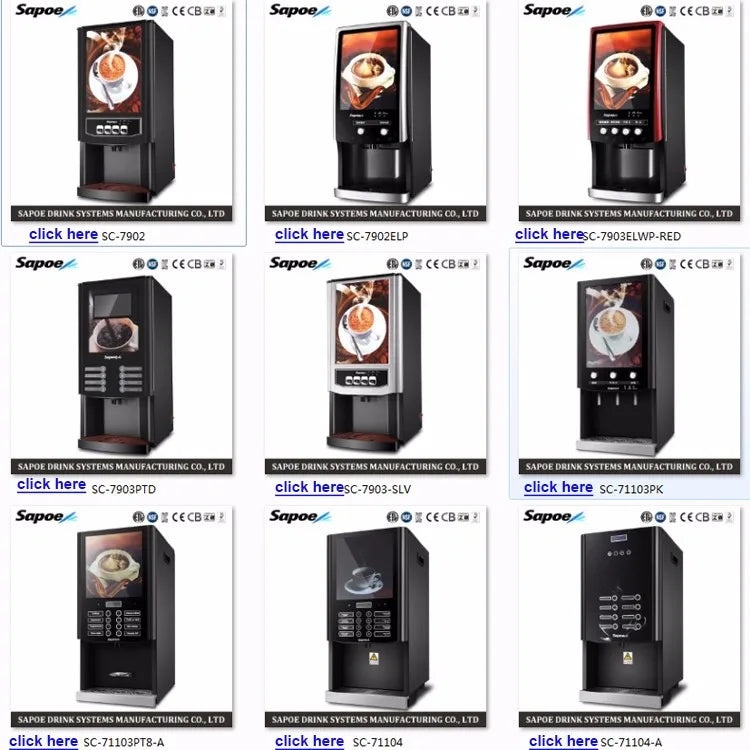 Sapoe Instant Coffee Vending Machine For Cafe/Hotel/Restaurant/Canteen/Dining Room