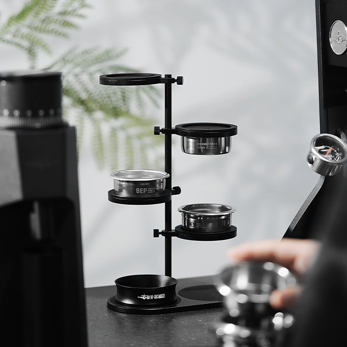 MHW-3BOMBER Magnetic Espresso Storage Stand Coffee Distributor&Tamper&Dosing Ring Storage Shelf Barista Accessories Storage Rack