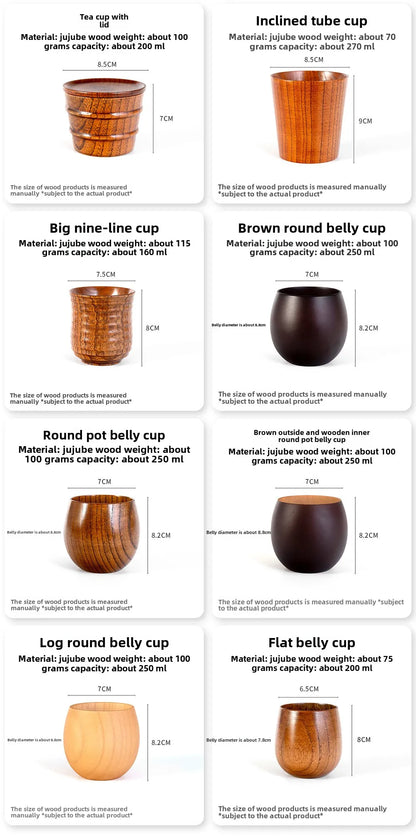 Wooden Big Belly Handmade Natural Spruce Wood Cups Beer Tea Coffee Milk Water Cup Kitchen Bar Drinkware