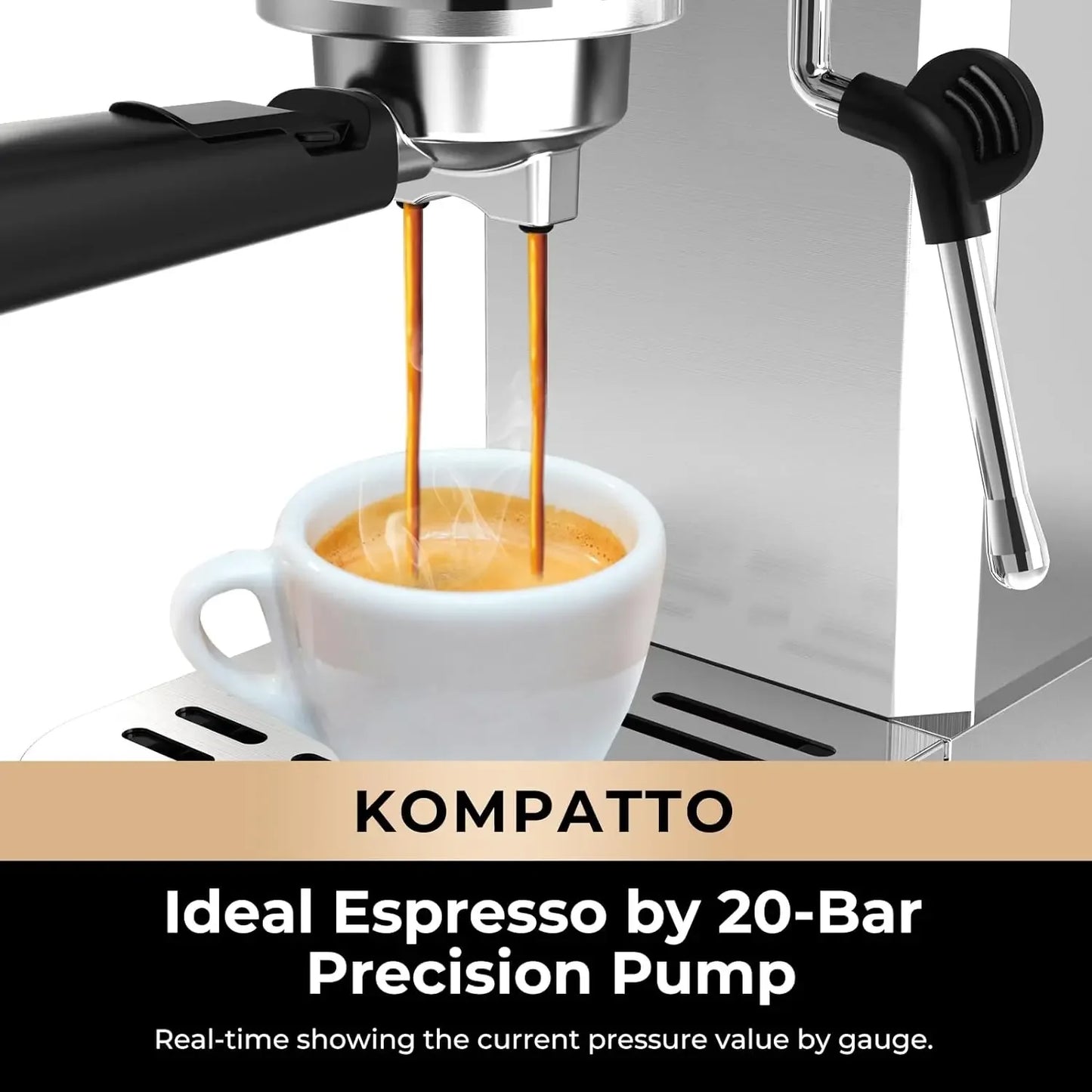 NEW Slim Espresso Machine with Milk Frother Steam Wand, 20 Bar Professional Pump Semi Automatic Espresso Coffee Machine