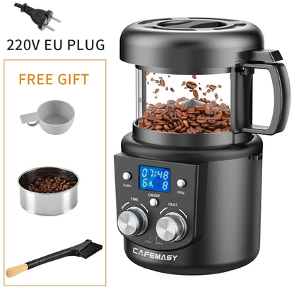 CAFEMASY 80-100g Home Coffee Roaster Electric Mini No Smoke Coffee Beans Baking Roasting Machine 110-240V Coffee Bean Roaster