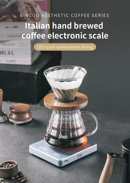 Bincoo Hand-Brewed Coffee Digital Scale Household Espresso Weighing Special Timing Scale Accurate Kitchen Waterproof