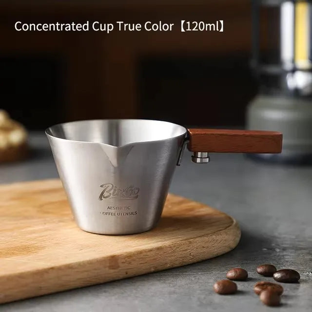 Bincoo Coffee extraction cup concentration cup stainless steel liquid cup wood handle powder press powder cup tool full set