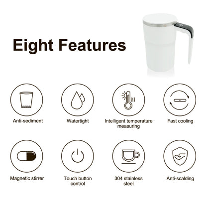 Magnetic Self Stirring Coffee Mugs Portable Automatic Mixing Cup Rechargeable Self Stirring Cup With Thermometer For Home Office