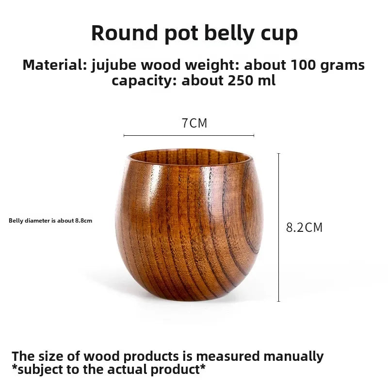 Wooden Big Belly Handmade Natural Spruce Wood Cups Beer Tea Coffee Milk Water Cup Kitchen Bar Drinkware