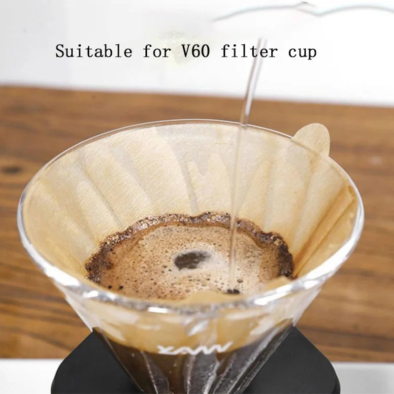 40Pcs/pack Coffee Filter Paper  Disposable Coffer Filters  V.60 Hand Punch V-shaped Conical Drip Filter Barista Tool