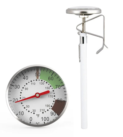 5-Inch Dial Probe Thermometer 0-100 °C Milk Coffee Thermometer Instant Read Stainless Steel for Kitchen Food Cooking Milk Coffee