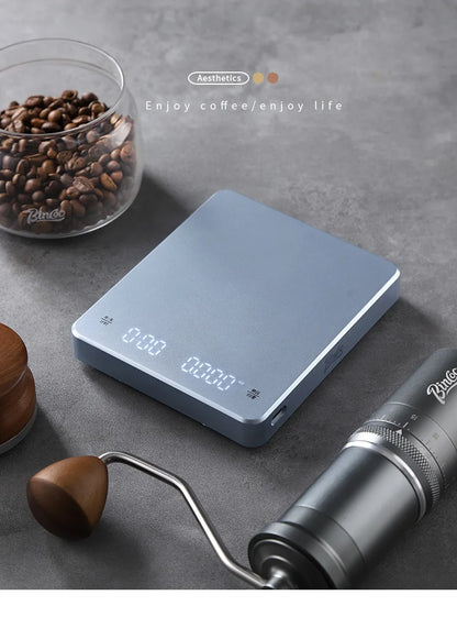 Bincoo Hand-Brewed Coffee Digital Scale Household Espresso Weighing Special Timing Scale Accurate Kitchen Waterproof