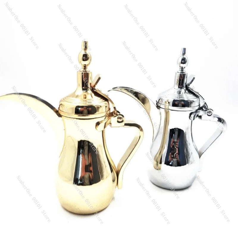 Stainless Steel Middle East Pot Arabian Coffee Pot Warm Kettle Teapot Court Pot Gold Silver