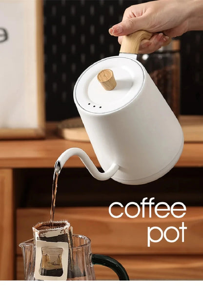 110V/220V Hand Brewed Coffee Gooseneck Kettle Smart Temperature Adjust 304 Stainless Steel Teapot 1000W Electric Kettle 800ml