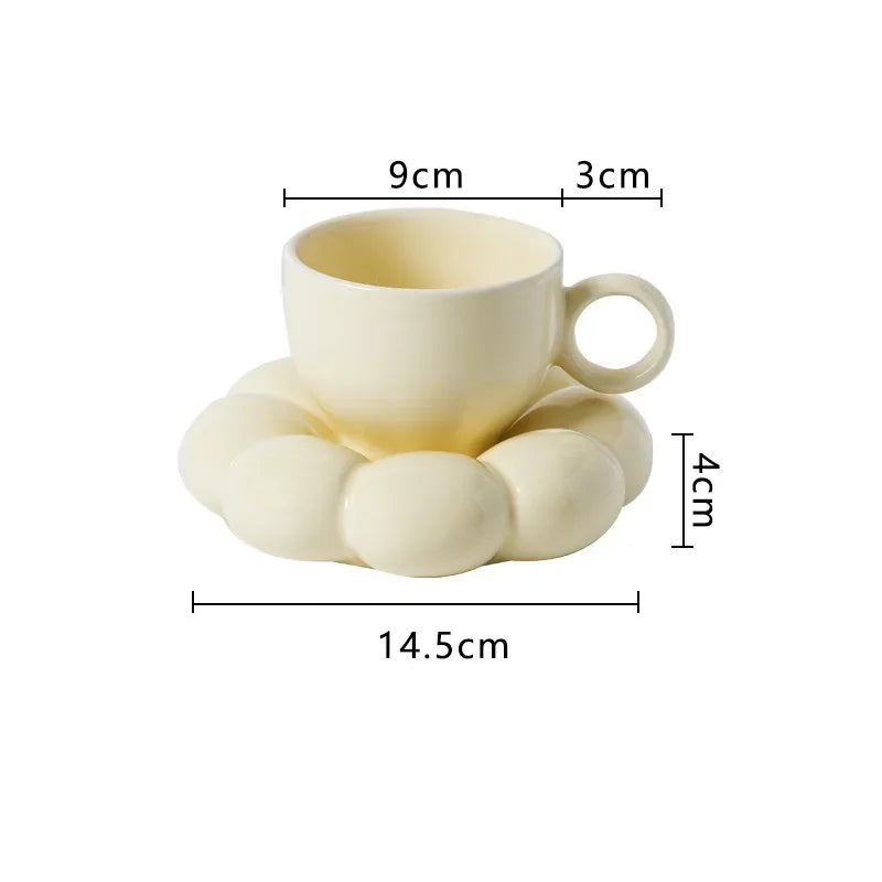 Ceramic Coffee Cup Set with Saucer Creative Cloud-Shaped Mug Milk Afternoon Tea Water Cups Kitchen Drinkware Tabletop Decoration