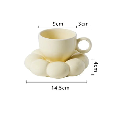 Ceramic Coffee Cup Set with Saucer Creative Cloud-Shaped Mug Milk Afternoon Tea Water Cups Kitchen Drinkware Tabletop Decoration