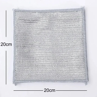 20/5Pcs Thickened Steel Wire Cleaning Cloth Non-Scratch Double-layer Iron Microfiber Mesh Dishrag Washing Pot Rags Kitchen Towel