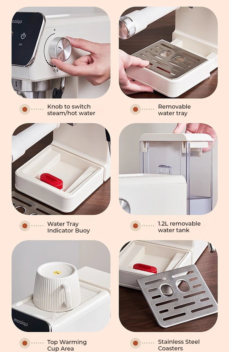 20bar Italian Coffee Machine Household Semi-automatic Hot and Cold Double Extraction with Steam Milk Frother Espresso Machine