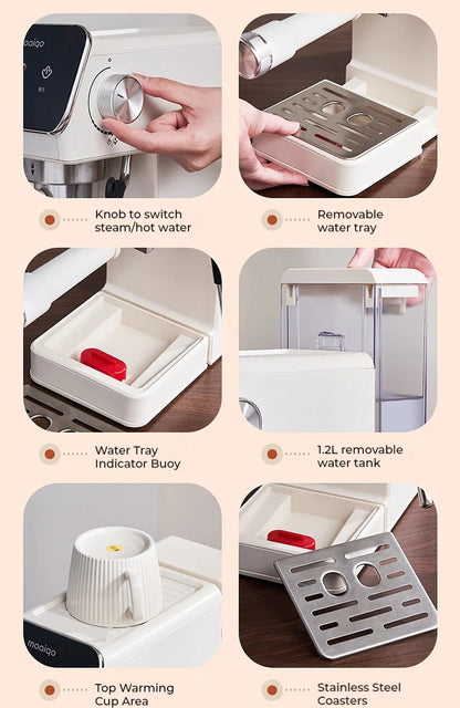 20bar Italian Coffee Machine Household Semi-automatic Hot and Cold Double Extraction with Steam Milk Frother Espresso Machine