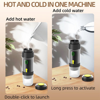 60ml Portable Italian Espresso Machine Fit for Coffee Capsule/Powder Electric Espresso Machine for Car & Home Camping Travel