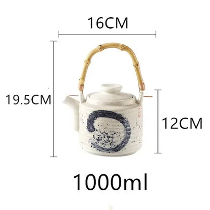 Japanese retro hand-painted ceramic teapot home hotel restaurant teapot Chinese large teapot handle pot