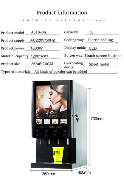 Table 6 Flavors Of Hot And Cold Coffee Machine Automatic One Hot Cocoa Juice Instant Coffee Machine