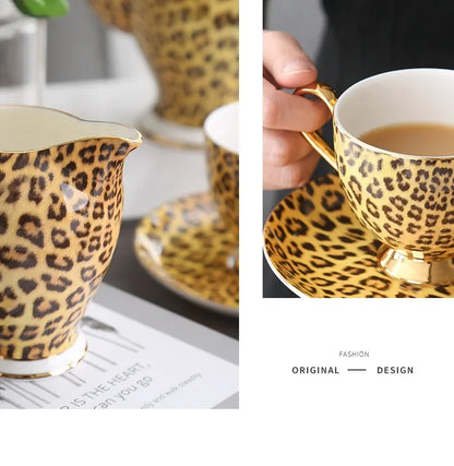 Bone China British Mug Tea Cup Leopard Print Porcelain Coffee Ceramic Cup Tableware