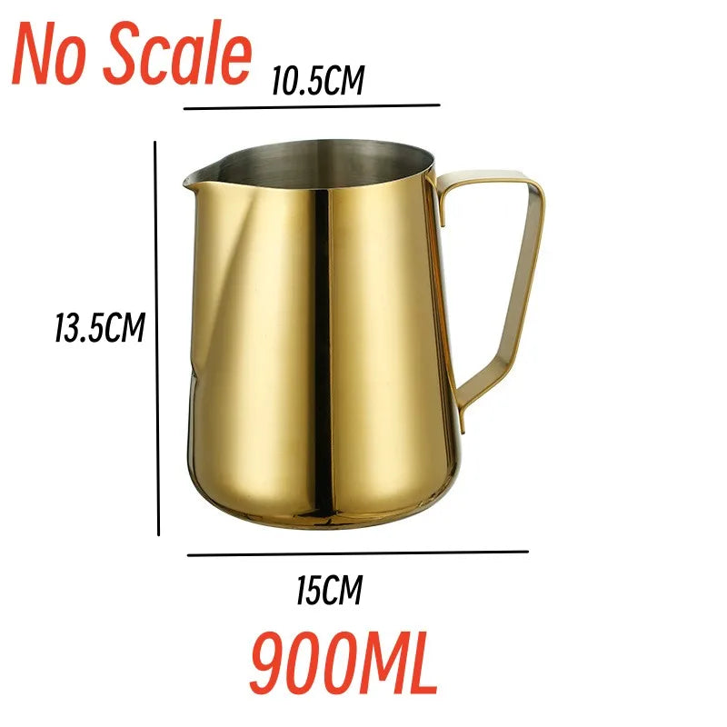 900ML Stainless Steel Pitcher Coffee Frothing Jug Pull Flower Cup Cappuccino Milk Pot Espresso Cup Latte Art Milk Frother Jugs