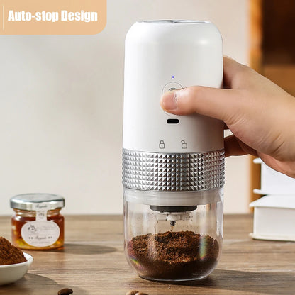 200ml Travel Camping Electric Burr Coffee Grinder 13W USB Rechargeable Cordless Coffee Bean Grinder with Cleaning Brush