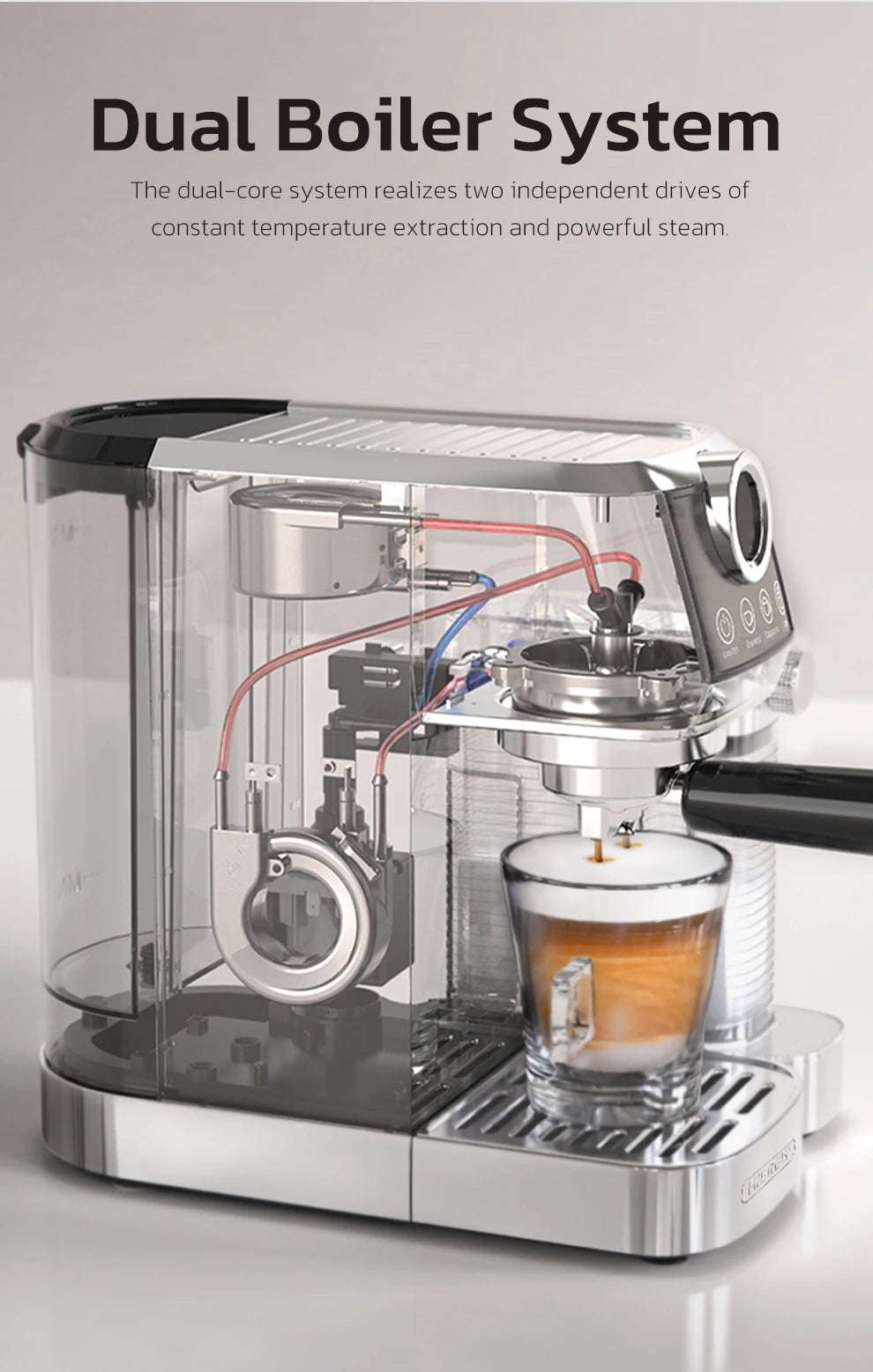 HiBREW  3 in 1 Semi Automatic Espresso Cappuccino Latte Coffee Machine Automatic Milk Froth Ground Coffee Stainless Steels H13A