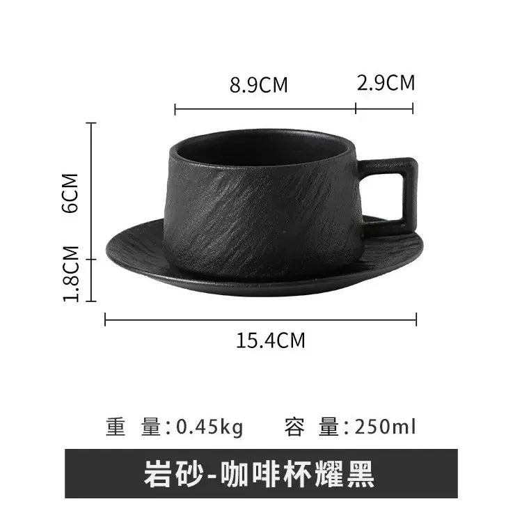 Japanese-style Rock Sand Ceramic Coffee Cup Set Exquisite Afternoon Flower Tea Cup Hotel Upscale Restaurant Coffee Cup 250ML