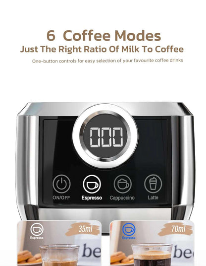 HiBREW  3 in 1 Semi Automatic Espresso Cappuccino Latte Coffee Machine Automatic Milk Froth Ground Coffee Stainless Steels H13A