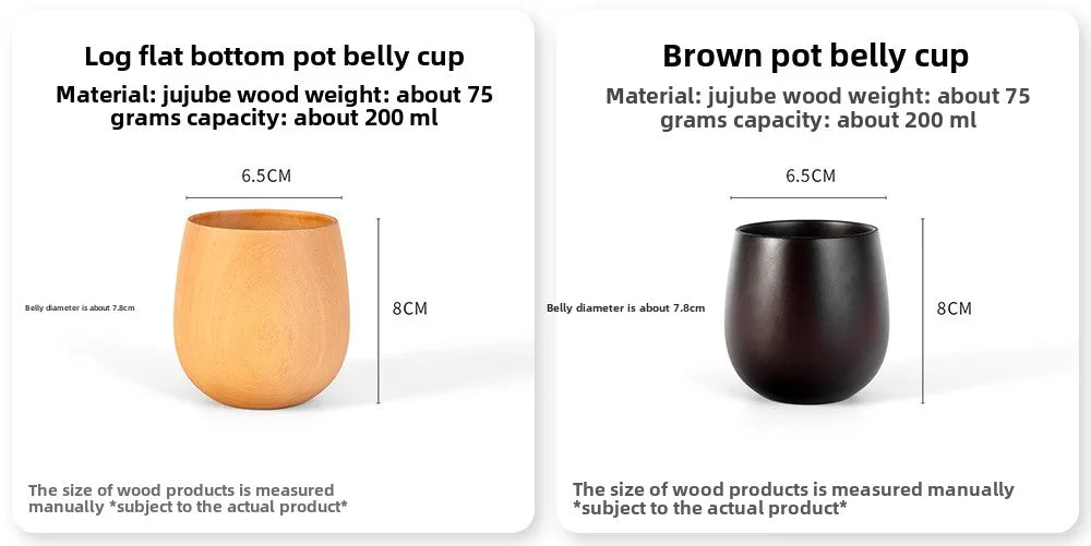 Wooden Big Belly Handmade Natural Spruce Wood Cups Beer Tea Coffee Milk Water Cup Kitchen Bar Drinkware