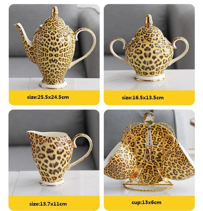 Bone China British Mug Tea Cup Leopard Print Porcelain Coffee Ceramic Cup Tableware