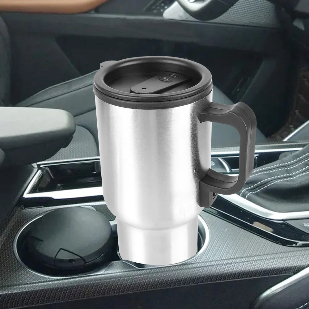 Water Coffee Milk Thermal Mug Camping Travel Kettle 12V 450ml Electric Heating Car Kettle Vehicle Heating Cup Stainless Steel
