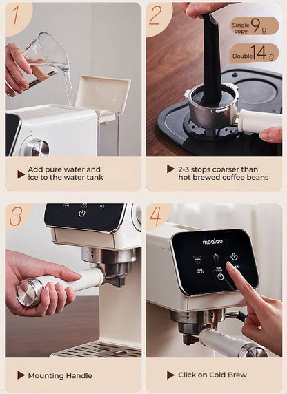 20bar Italian Coffee Machine Household Semi-automatic Hot and Cold Double Extraction with Steam Milk Frother Espresso Machine