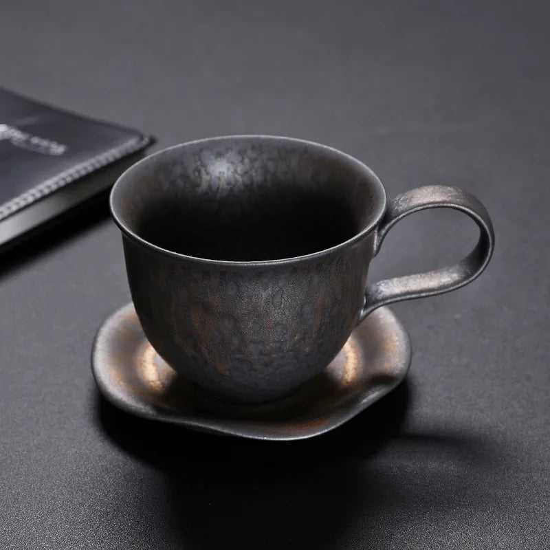KuBac HoMmi New INS Stoneware handmade Japanese style vintage coffee cup afternoon tea ceramic mug set retro coffee cup