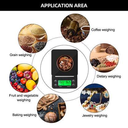 3kg/0.1g 5kg/0.1g Drip Coffee Scale With Timer Portable Electronic Digital Kitchen Scale High Precision LCD Electronic Scales