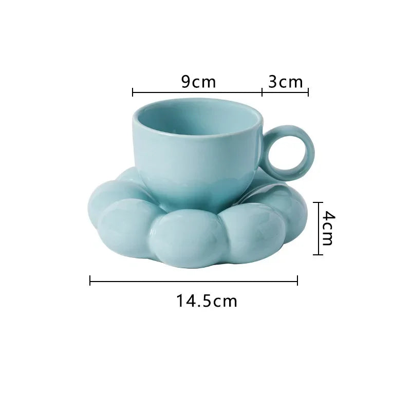 Ceramic Coffee Cup Set with Saucer Creative Cloud-Shaped Mug Milk Afternoon Tea Water Cups Kitchen Drinkware Tabletop Decoration