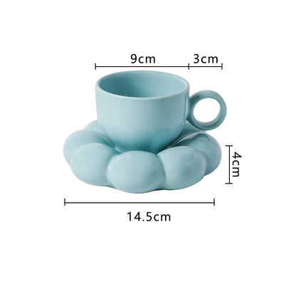 Ceramic Coffee Cup Set with Saucer Creative Cloud-Shaped Mug Milk Afternoon Tea Water Cups Kitchen Drinkware Tabletop Decoration