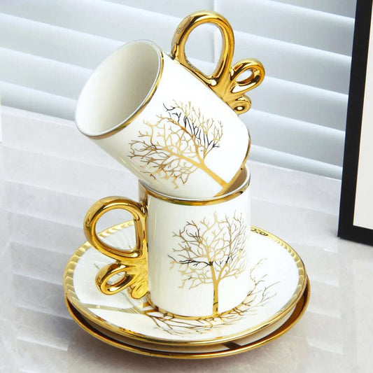 6 Cups 6 Saucers Ceramic Light Luxury Coffee Cup European High-end Exquisite British Cup and Saucer Tea Set