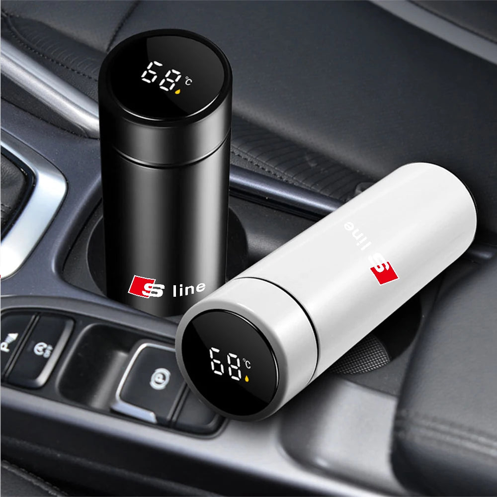 Thermos Flask Smart Cup With Temperature Display 304 Stainless Steel Vacuum Insulated Thermos Cup For Audi S Line 8p B8 A1 A2 C7