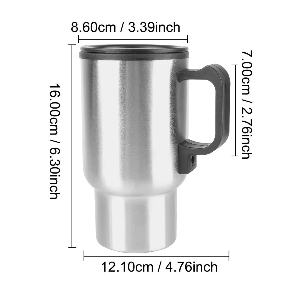 Water Coffee Milk Thermal Mug Camping Travel Kettle 12V 450ml Electric Heating Car Kettle Vehicle Heating Cup Stainless Steel