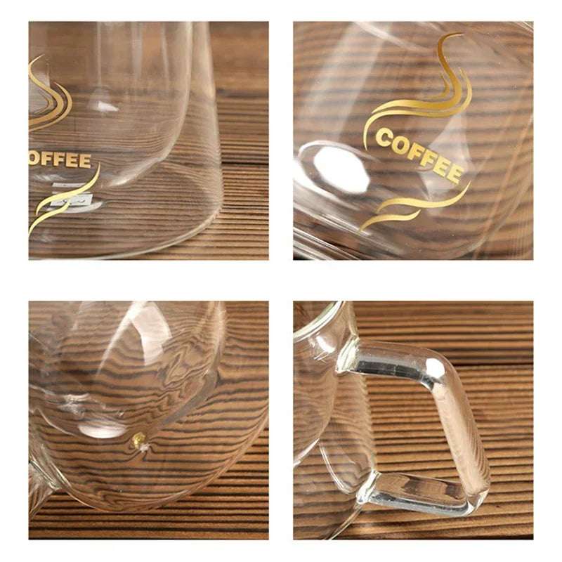 200ML Transparent Heat-resistant Espresso Cup Double Wall Glass Coffee Mug with Handle Cappuccino Latte Breakfast Tea Water Cups