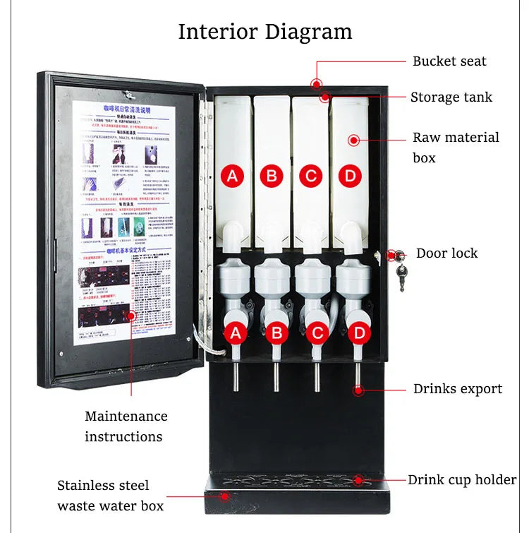 Table 6 Flavors Of Hot And Cold Coffee Machine Automatic One Hot Cocoa Juice Instant Coffee Machine