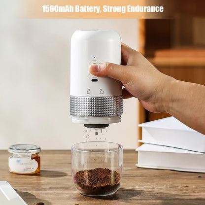 200ml Travel Camping Electric Burr Coffee Grinder 13W USB Rechargeable Cordless Coffee Bean Grinder with Cleaning Brush