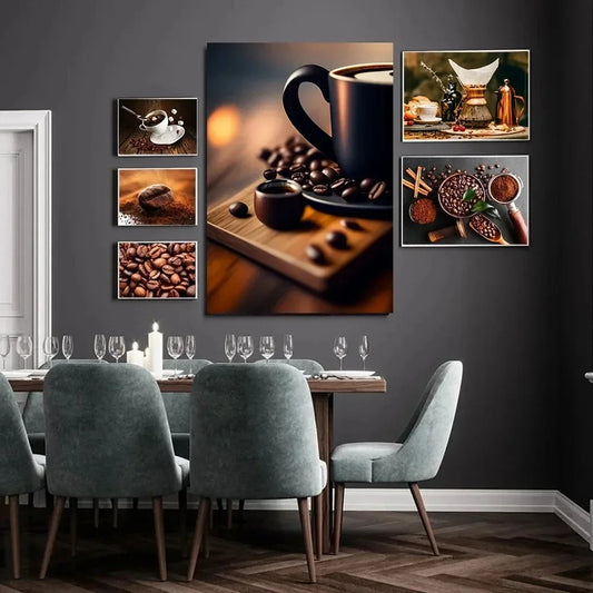 Vintage Coffee Bean Hand Coffee Espresso Latte Cup Art Canvas Painting Wall Prints Picture Living Room Home Cafe Decor Aesthetic