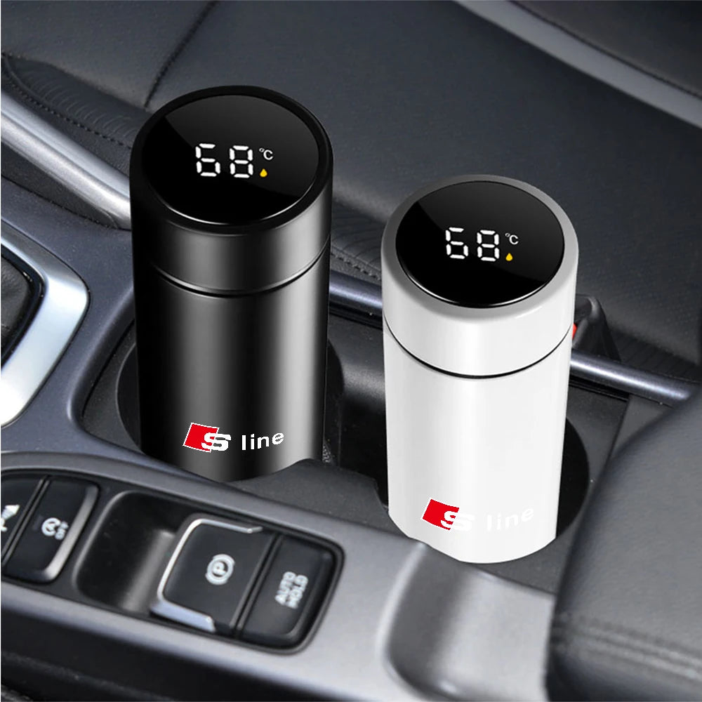 Thermos Flask Smart Cup With Temperature Display 304 Stainless Steel Vacuum Insulated Thermos Cup For Audi S Line 8p B8 A1 A2 C7